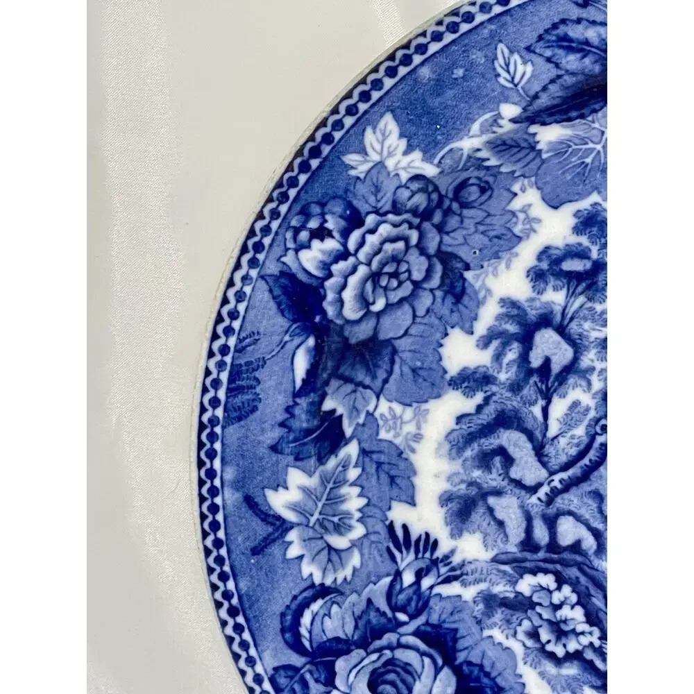 Lovely Antique Wedgwood 'Landscape' Blue Rose Border' Plate C 1889+